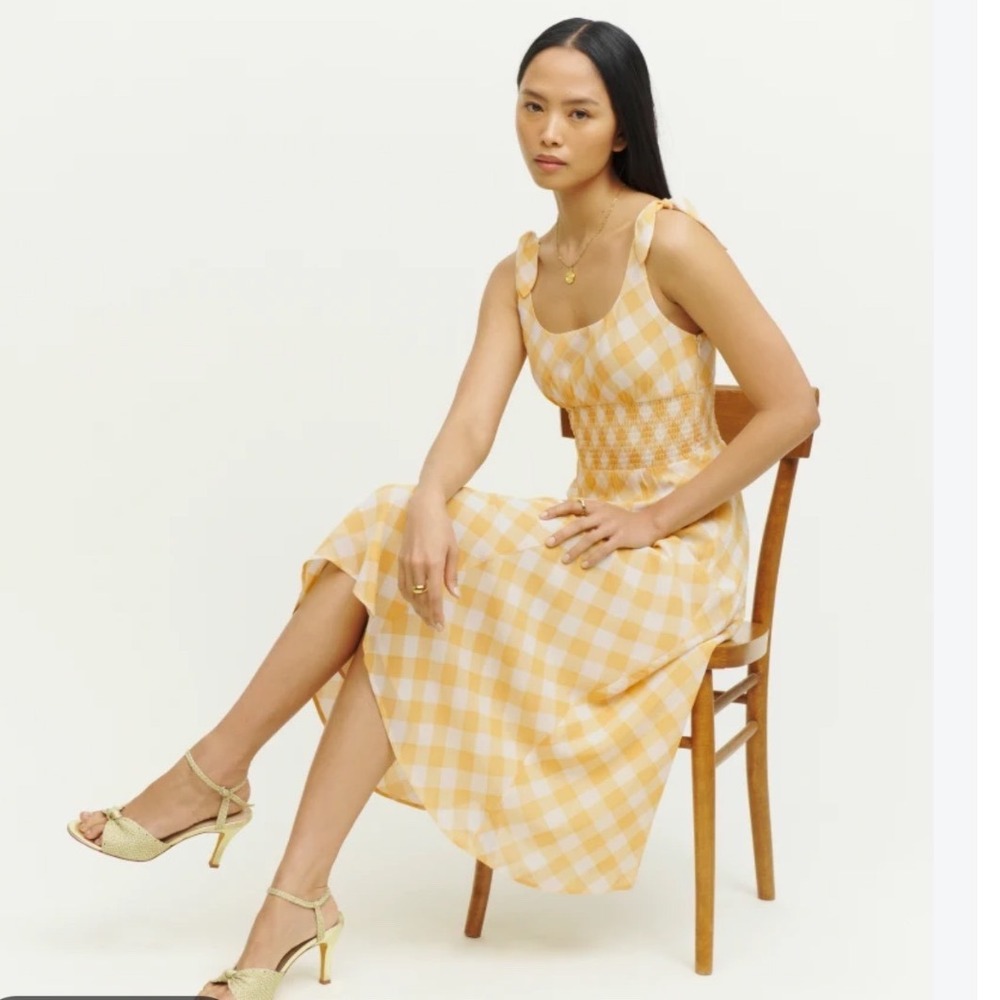 the Reformation Darby Dress Yellow Midi Size Medium